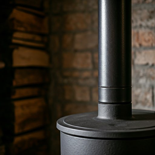 Modern döküm soba borusu ve ısı dağıtım sistemi iç tasarım detayı